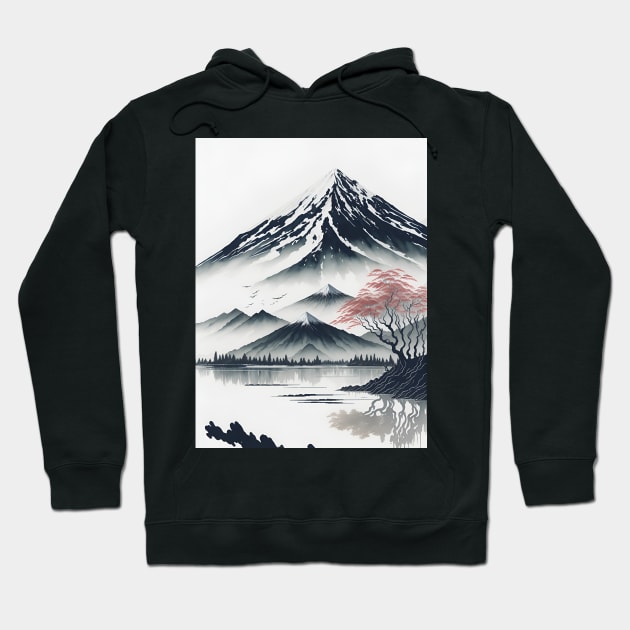 Serene Mount Fuji Sunset - Peaceful River Scenery Hoodie by star trek fanart and more